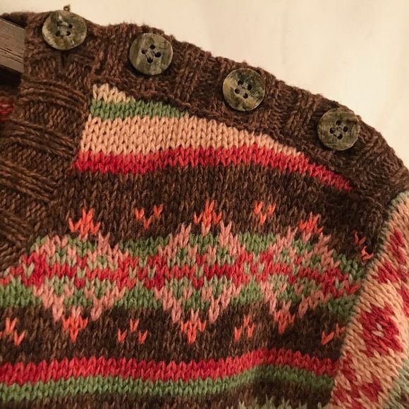 Tiara International Vintage Multicolor Striped Sweater Shoulder Button Small - Picture 4 of 6